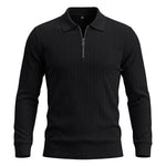 Mens Long-Sleeve Zip-Up Stand-Collar Polo Shirt