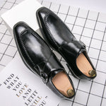Spring And Autumn Fashion Square Buckle Low-cut Dress Leather Shoes