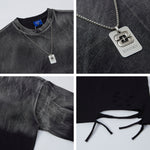 Handsome Washed-look Ombre Necklace Loose-fit Bottoming Shirt Top