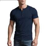 Mens Solid-Color Casual Crew-Neck Short-Sleeve
