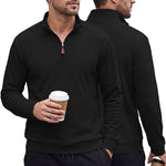 Mens Half-Zip Stand-Neck Long-Sleeve Top Plus-Size Casual Sweatshirt