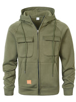 Mens Loose-Fit Hoodie With Multiple Pockets And A Stand-Up Collar