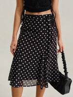 French-style Asymmetrical Strap Black And White Midi Dress