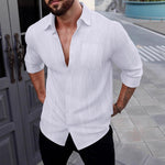 Long-sleeve Lapel Breathable Linen Shirt