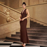 Glitter Halter Neck Mermaid Evening Gown