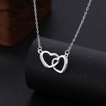 S925 Silver Heart-shaped Necklace With Engraved Double Heart Pendant