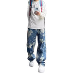 Men's Loose-Fit American-Style Printed Denim Jeans