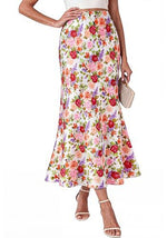 Bohemian A-line High-waisted Chic Silk Midi Dress For Women