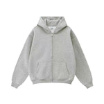 Womens Casual Solid-Color Hooded Zip-Up Sweatshirt Coat
