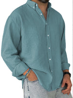Mens Washed-cotton Long-sleeve Button-down Shirt