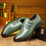 Men's Work Utility Footwear Casual Pointed-Toe Buckled Leather Shoes