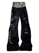 Leopard-Print Double-Waistband Bootcut Jeans For Men