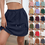 Womens Solid-color Skirt With Drawstring Casual And Stylish