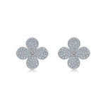 S925 Sterling Silver Full Pave Clover Stud Earrings, D-VVS1 Moissanite, Platinum Plated 2.5g Elegant Women's Jewelry Gift Set