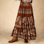 Versatile Bohemian Print High-Waist Slimming Skirt