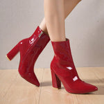Sexy Patent Leather Gold And Silver Pointed-toe Stiletto Ankle Boots