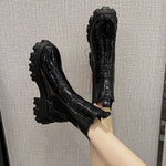 British Style Mid Calf Boots for Women - Autumn Winter Thick Sole Chunky Heel Ankle Boots