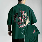 Mens Casual Loose-fit Printed Round-neck Short-sleeve Shirt