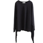 Unique Long-sleeved Crew Neck Sweatshirt With Long Tassels - A Versatile Runway Style