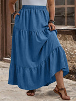 New Arrival Women's High Waist Vintage Casual Maxi Skirt Plus Size