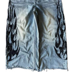 Retro Hip-Hop Fashion Patterned Print Denim Jeans