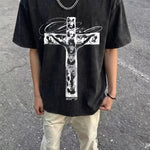Summer Fashion Washedand Distressed Short Sleeve Top