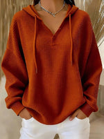 Casual Solid-color Trendy Hoodie With Drawstring And Long Sleeves