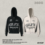American-style Suede-Brushed Zip-Up Jacket Sweatshirt Short-Style Hooded Top For Couples