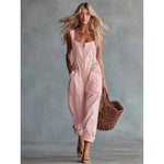 Retro Square Neck Denim Jumpsuit With A Front Zipper