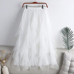 Elegant Mesh Patchwork And Calf-length Skirt