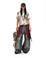 Patchwork Detachable Leather Jeans