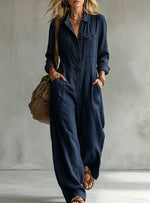 Womens Workwear Linen Casual Jumpsuit
