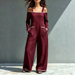 Summer Womens Fashionable Minimalist Long-Sleeve Casual Jumpsuit