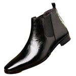 Leather Breathable Lychee Pattern High-top Shoes