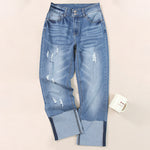 Harun Ankle-bite Ripped Cropped Pants For Women
