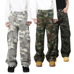 Mens Retro Camo Cargo Denim Jeans With Big Pockets