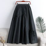 Irregularly Tied Mid-length Flared A-line Skirt