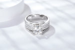S925 Sterling Silver Wide Band Moissanite Ring, 1&2ct D-VVS1 Split Shank Pave Design, Platinum Plated US Sizes 5-9, GRA Certified Gift Box