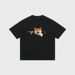 Plus-size Cotton Zip-up Dog-print Casual Summer Couple T-shirts