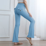 Women's High-Waisted Cargo Pocket Peach Butt Yoga Pants For Autumn And Winter, European & American Style, Stretchy Lifting Butt Quick-Dry Athletic Leggings For Running And Fitness