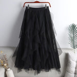 Elegant Mesh Patchwork And Calf-length Skirt