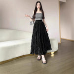 White Elastic-waist A-line Skirt