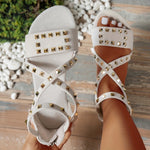 Peep-toe Round-toe Breathable Sandals With A Back Zipper
