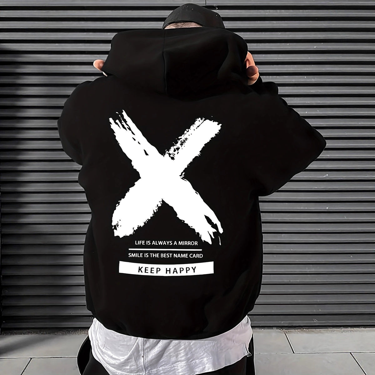 Men's Fashionable Letter-Print Drawstring Hoodie