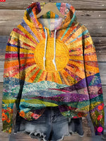 Womens Crew-Neck Pullover Casual Sweatshirt With 3D Hooded Print