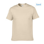 Solid-color Crew-neck Cotton Mens Short-sleeve
