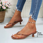 Womens Thong Sandals With Chunky Heels