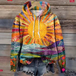 Womens Crew-Neck Pullover Casual Sweatshirt With 3D Hooded Print