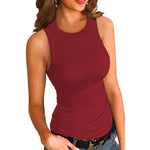 Women's Ribbed High Neck Tank Top Form Fitting Sleeveless Basic Cami Top For Layering