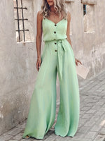 Elegant And Fashionable Mint Green Lace-up Jumpsuit